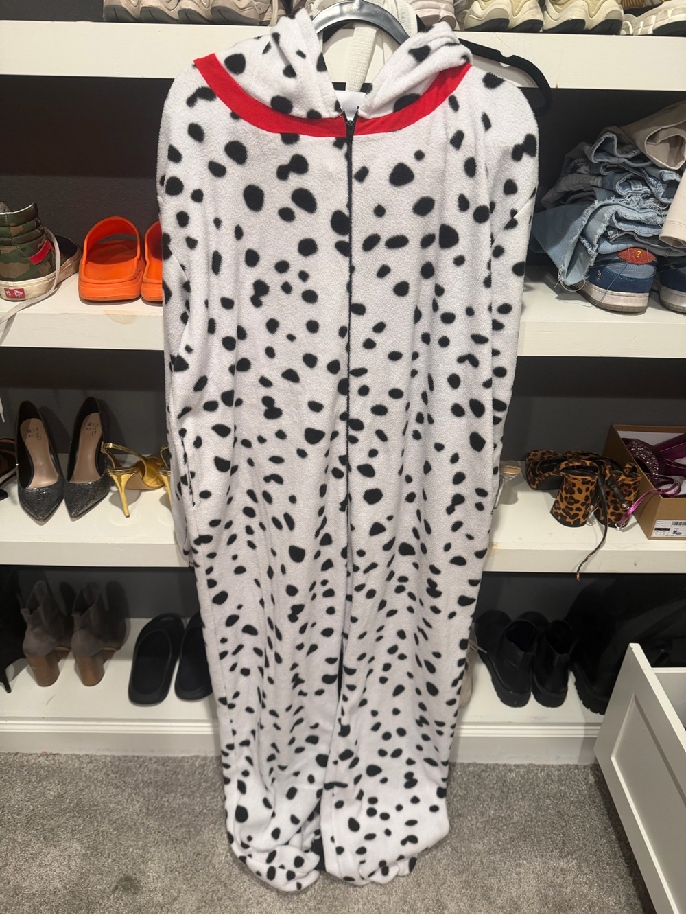 White and Black Dalmatian Print Hooded onesie - Cozy Casual